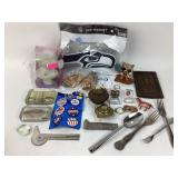 Silver plate flatware, wooden faces, Souvenir