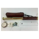 Hand Telescope 30X33mm, 5 grains oh .999 silver,