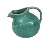 Green stoneware pottery ball pitcher ice lip