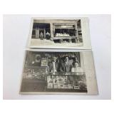 (2) antique RPPC postcards cigar store interior &