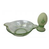 Fenton Custard Uranium glass egg on stand,