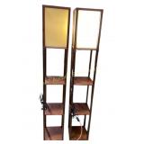 Three Shelf Wood Floor Lamp (2) , Works, Chain