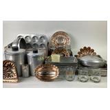 Canisters, muffin tins, baking dishes, copper