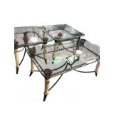 Coffee Table and Two End Tables. Wrought Iron