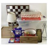 Tote, pilgrim glass, lamp, cookie jar, game phase