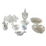 Westmoreland milk glass items,, Hobail opalescent