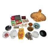 Vintage ashtrays: black amethyst, silver plate