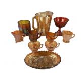 Fenton carnival glass compote, assorted carnival