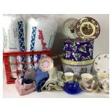 Polyester in bags new, half box, towels, cups and