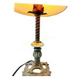 Art deco cast iron & akro uranium glass table