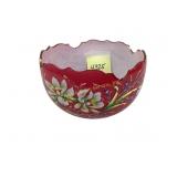 Victorian enameled cased glass punch bowl, chips