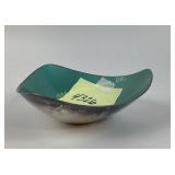 MCM Mid Century enameled silverplate dish Reed &