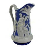 1854 English blue & white relief decorated Parian