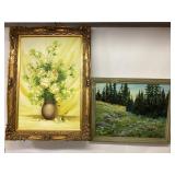 (2) framed oil on canvas paintings - yellow