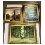 (3) lg framed paintings on canvas: Robert Wood