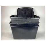 (3) plastic totes w/one matching lid