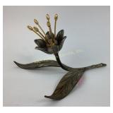 Metallic Flower Sculpture Signed S. Agudo