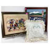 Handmade fiber art: Embroidered, framed * spirit