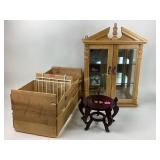 Crate, wood plant stand, mirrored Display