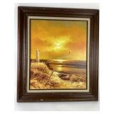 Framed Oil on Canvas of St. Martin, signed