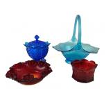 Fenton Amberina and hobnail glassware, Coin Dot,