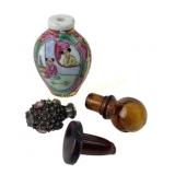 Silver filigree gem set scent bottle, Chinese