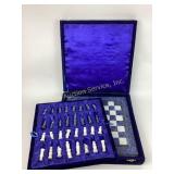 Stone Chess Set with Board and Velvet Case