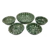 Roseville Spongeware Green Mixing Bowl and serving