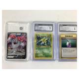Graded Pokemon Cards Including Scyther and Trainer