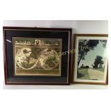 Framed print Blaeu Wall map, frame scuffed,