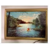 Illuminated Picture Scene of Canoe on Wolf River