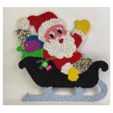 Melted Plastic Popcorn Santa in Sleigh Decoration