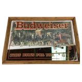 Budweiser Clydesdales Mirror Sign Clock With Woode
