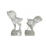 (2) Heisey glass horse figurines, the taller with
