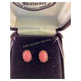 Genuine Coral Earrings In Gold-Tone Setting