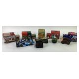 tin coin banks, Avon colognes, other