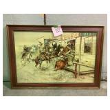 Framed Collograph print on Canvas, C.M. Russell,