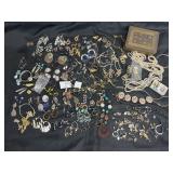 Over 35 pair of earrings sets, Necklaces, hat