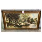 Framed Oil on Canvas landscape painting signed H.