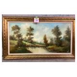 Framed Oil on Canvas painting signed Rossini,