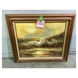 Framed Oil on Canvas seascape painting, Howard