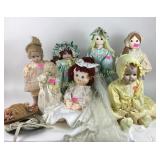 dolls: cloth, porcelain, homemade, plastic