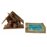 Hand-Painted Nativity Scene with Wooden Stable and