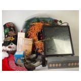 Snowman, wreath, Avon, mirror, display rack,