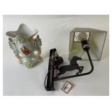 Wrought Iron Horse Lamp And Brazilian Ceramic Vase