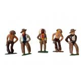 Cowboys and Indian Lead Figurines with Painted Det