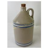 Stoneware Jug With Handle And Blue Stripes