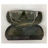 Wire-Rim Glasses With Black Leather Case