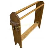 Oak Quilt Stand with Bows on Each End 34 inches