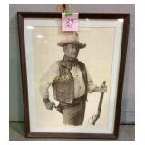 Framed John Wayne art, 29x23